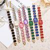 Tägliche Strass-Quarzuhren Diamantbesetztes Uhrenarmband mit verstellbarem Armband Quadratisches Gehäuse Damen Armbanduhr Geschenk