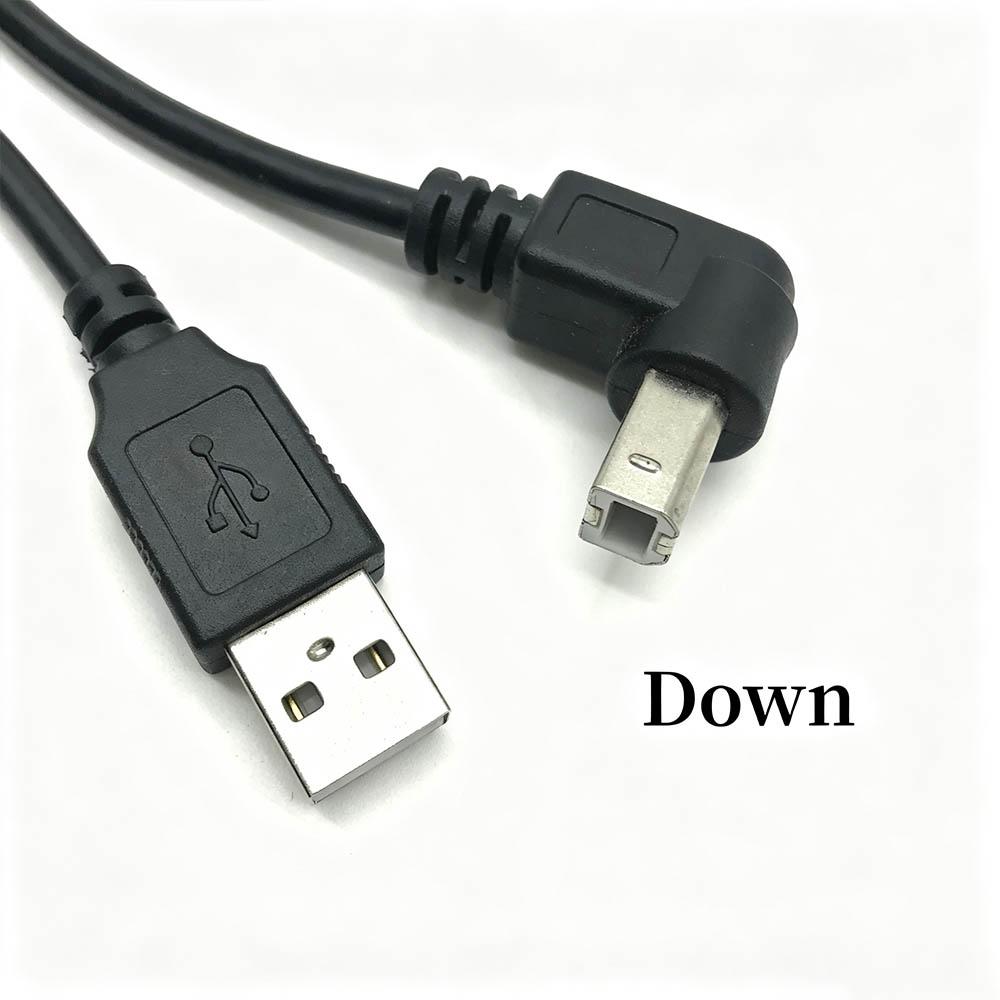 Straight Type A Male to 90 Degree Angled Type B Male USB 2.0 Data Cable Up/Down/Left/Right Angle Options for Printer Scanner 1m