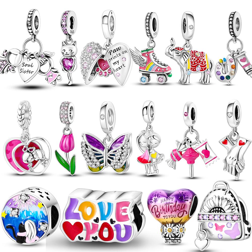 

Новый стерлингового серебра 925 пробы розовый кулон бусины Подвески для женщин подходят оригинальные подвески браслет ювелирные аксессуары