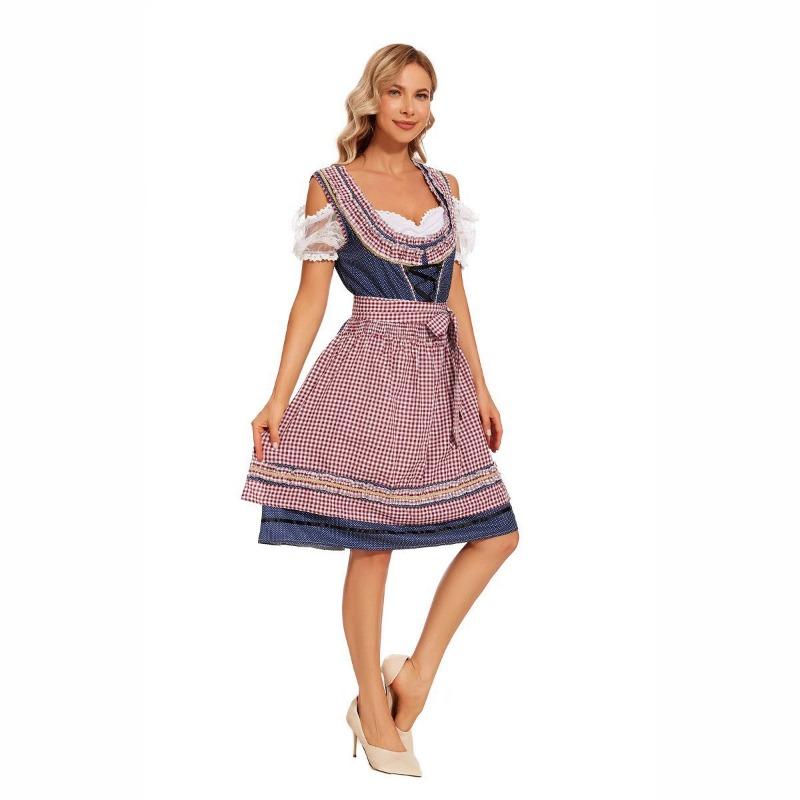 Oktoberfest Bavarian traditional festival party women's clothing, beer clothing, ethnic clothing set plaid skirt