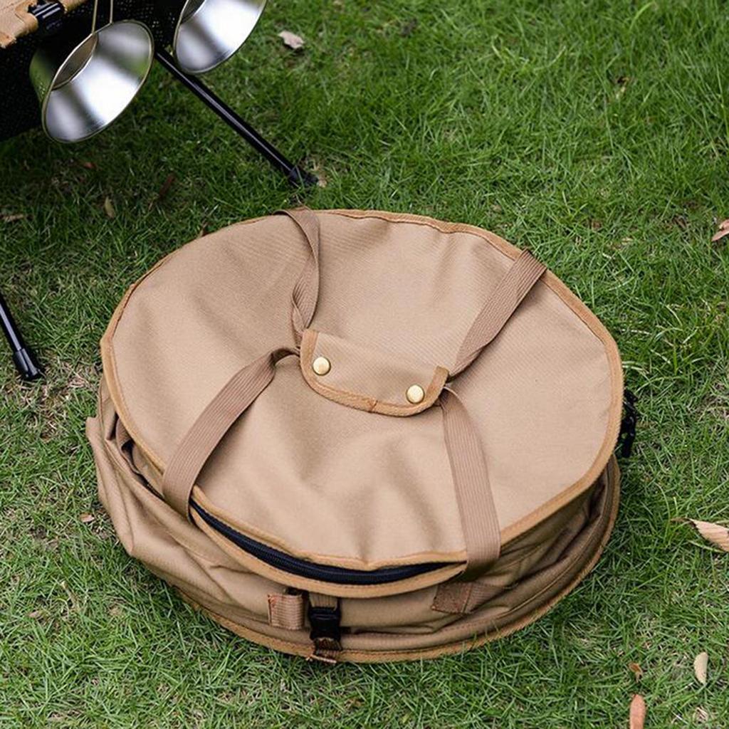 Camping Trash Can Collapsible Portable Multi-Functional with Zipper Lid Waste