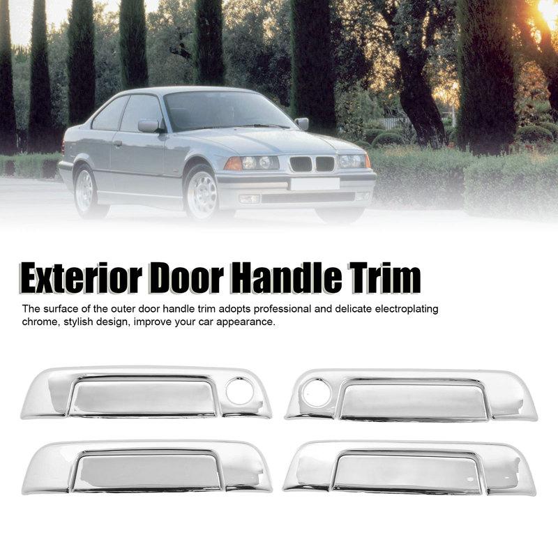 4Pcs Car Exterior Door Handle Cover ABS Chrome Weatherproof Replacement for BMW E36 3-Series E34 5-Series E32 7-Series