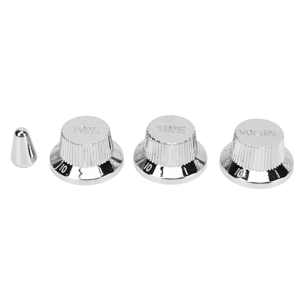 Guitar Top Hat Knob Plastic Silver 2T 1V Electric Guitar Speed Control Knob for Bass Replacement