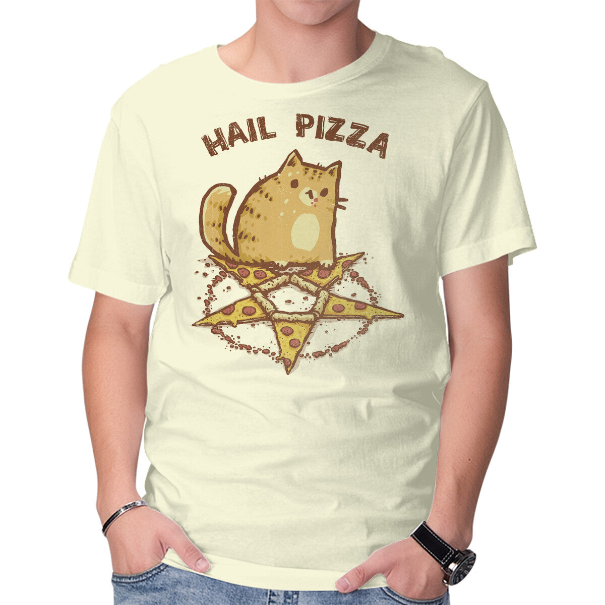 Unisex Crew Neck T-Shirt Hail Pizza Graphic Short Sleeve Casual Tee XXXXL