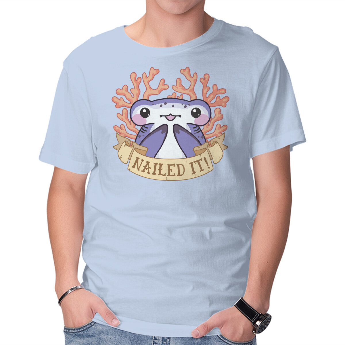 Unisex Crew Neck T-Shirt Nailed It Graphic Short Sleeve Casual Tee XXXXL