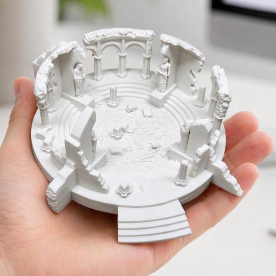 Yousheng Ancient Greek Altar Ruins Statue, Micro Landscape Miniature Model, 3D Printed Architecture Desktop Ornament for Home Office