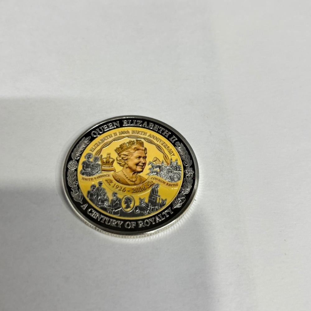 Moneta del 100° Anniversario della Regina Elisabetta II, Moneta Commemorativa del Compleanno della Regina, Include cofanetto regalo, Stile cofanetto regalo