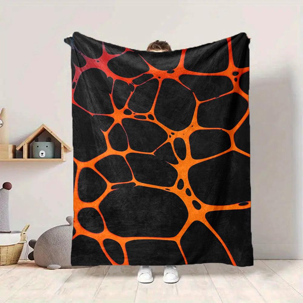 1pc Orange Black Design Blanket Warm, Cozy, And Soft, Suitable for Sofas, Beds, Cars, And Office Use.Perfect for Camping And Travel, Making It a Great