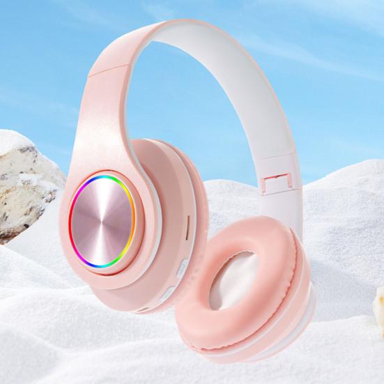 Wireless Headphones with RGB Breathing Light Stable Connection Low Latency Noise Reduction Deep Bass Bluetooth-compatible Over-Ear Headphones