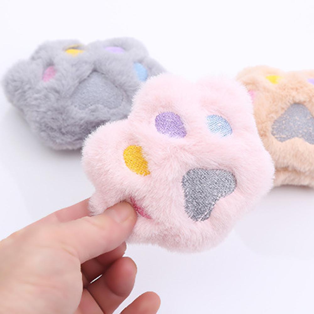 1pc Cute Paw-shaped Cat Plush Toy Coral Fleece Interactive Pet Chew Toys for Kitten Teeth Cleaning Bite Resistant Cat Pillow Toy