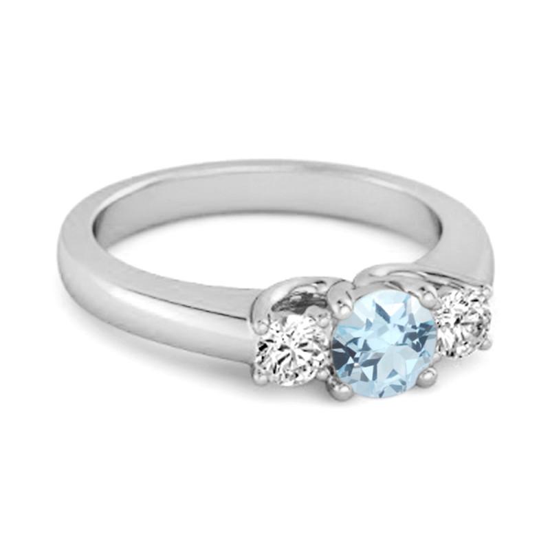 Blå Topas Rund Trestensring – 925 Sterling Silver