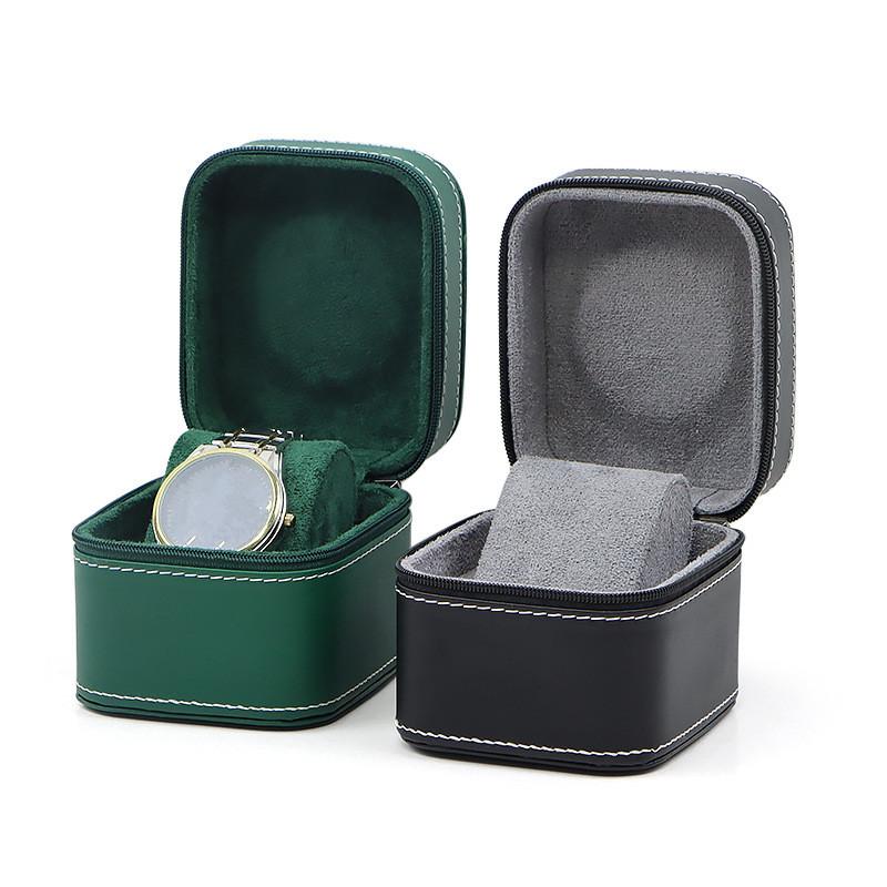 Watch Box Single Watch Case PU Leather Round Corner Wristwatch Watch Case with Removable Cushion Jewelry Storage Case Organizer