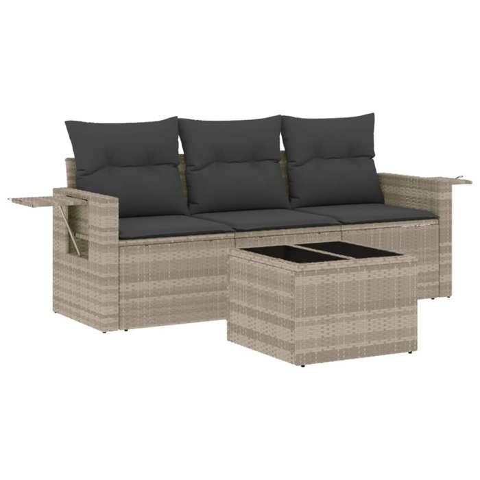 VidaXL Salon de Jardin avec Coussins 4 pcs, Canapés de Terrasse, Ensemble de Meubles de Patio, Mobilier d'Extérieur, Gris 3252209
