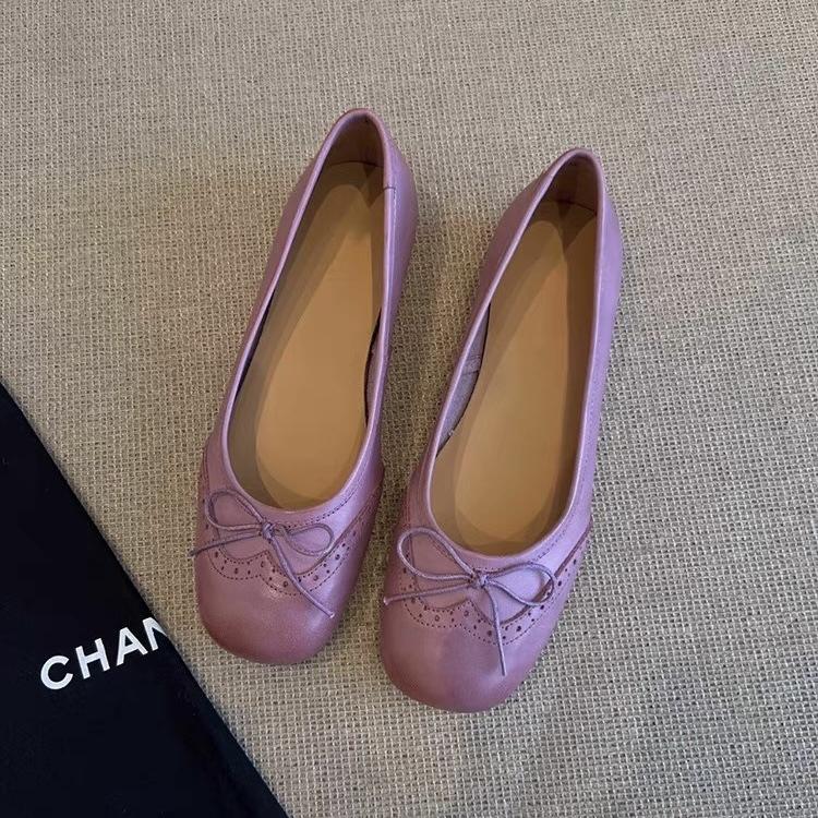 

Версия из коровьей кожи~ Туфли-лодочки Brock на плоской подошве с гравированным бантом, кожаные туфли Мэри Джейн с круглым носком для весны и осени 40