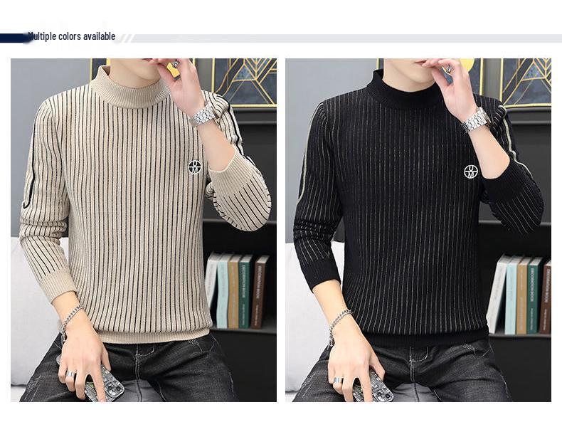 Men's Wool Knit Round Neck Sweater - Thick, Versatile, Autumn/Winter Fashion