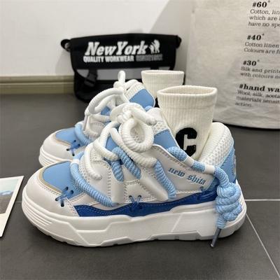 MGG buty na grubej podeszwie podwyższające buty taty damskie ins trend 2025 wiosna styl koledżowy wszechstronne casualowe sportowe buty typu breadboard