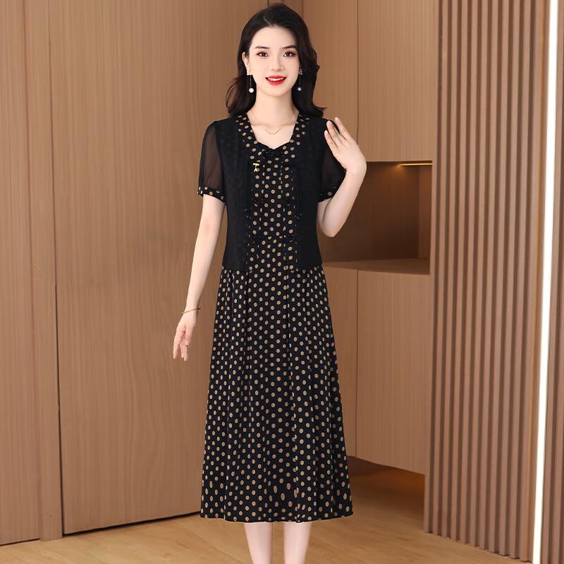 Women s Polka Dot Chiffon A-Line Dress XL