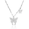 Full Diamond Butterfly Pendant Necklace Women Luxury Zircon Clavicle Chain