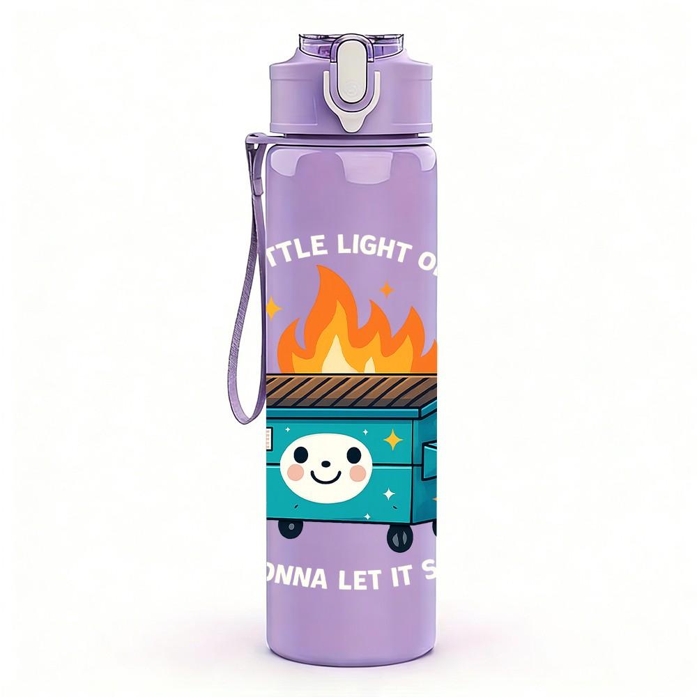 1PC Campfire Pot Fire Cartoon 750ml Color Plastic Sports Water Bottle Leakproof Flip Straw Lid Suitable for Sports Office Home Use