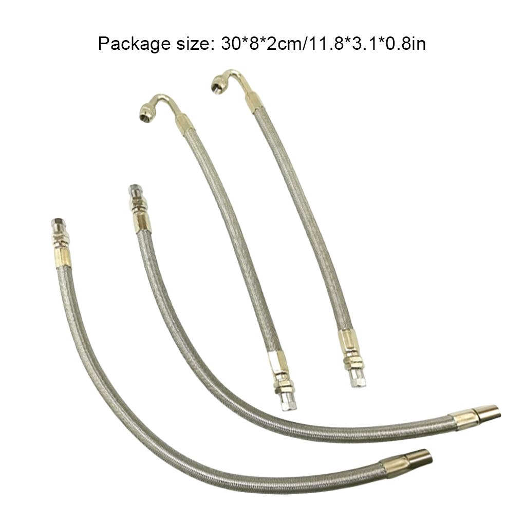 4pc/set Car Truck Bus Dual Tire Air Nozzle Inflation Extension Stainless Steel Braided Hose Metal Extension Tube For Tire Valves