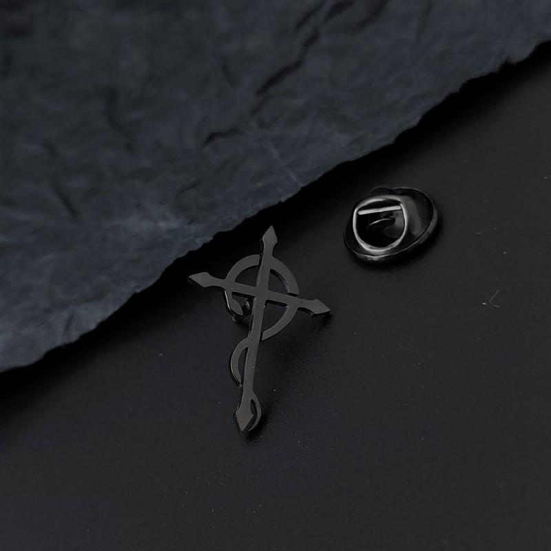 

Snake Wrapped Cross Men s Brooch Cufflinks Suit Dress Accessories Personality Versatile Clothing 14k