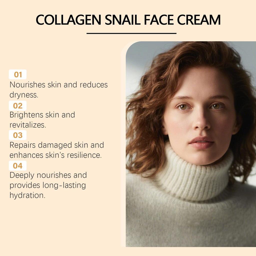 Snail Mucin Collagen Cream Anti Wrinkle Firming Hydrating Face Cream Improves Skin Elasticity & Texture Smoothing Face Skincare