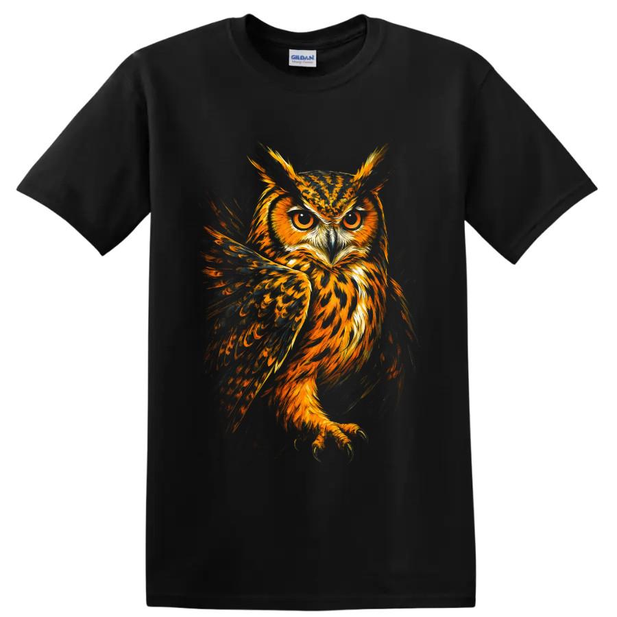 Eurasian Eagle Owl T Shirt Fiery Orange Bird Art Wildlife Nature Graphic Tee