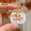 Party Decorations 5Pcs Fall Wooden Pumpkin Door Hanger for Front Door, Rustic Decorative Decor Farmhouse Welcome Sign Autumn Thanksgiving Wall Porch