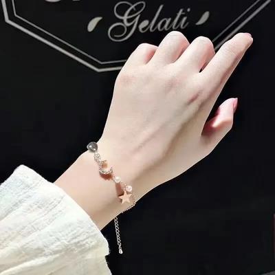 Niche Design Bracelet Trendy Fashion Simple Bracelet Best Friend Star And Moon Pearl Bracelet Women Luxury