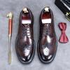 Fashion Handmade Leather Shoes Men Summer New Brogue Carved Business Dress Shoe Mens Black Casual Increase British Lace-Up Oxfrods