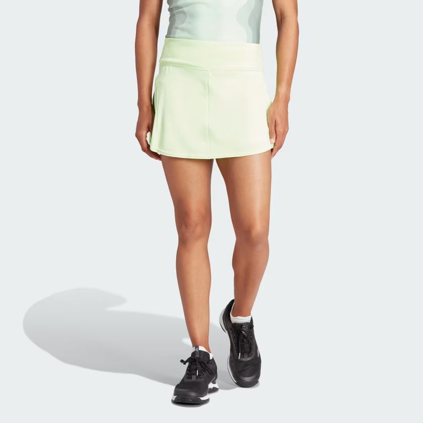Adidas Tennis Match Skirt Solid Color Mid-Rise Fitted Breathable Cool Tennis Casual Skirt Women skirts Light-Green IS7247