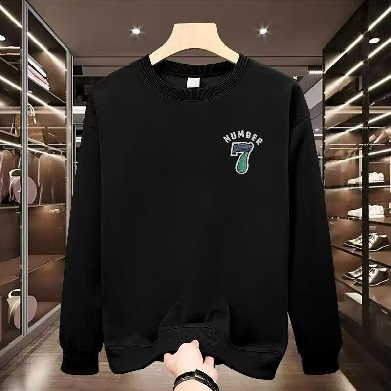 Top-Selling Men's No. 7 Long Sleeve Sweatshirt - Trendy Autumn/Winter High-Quality Hua Cotton Crew Neck.