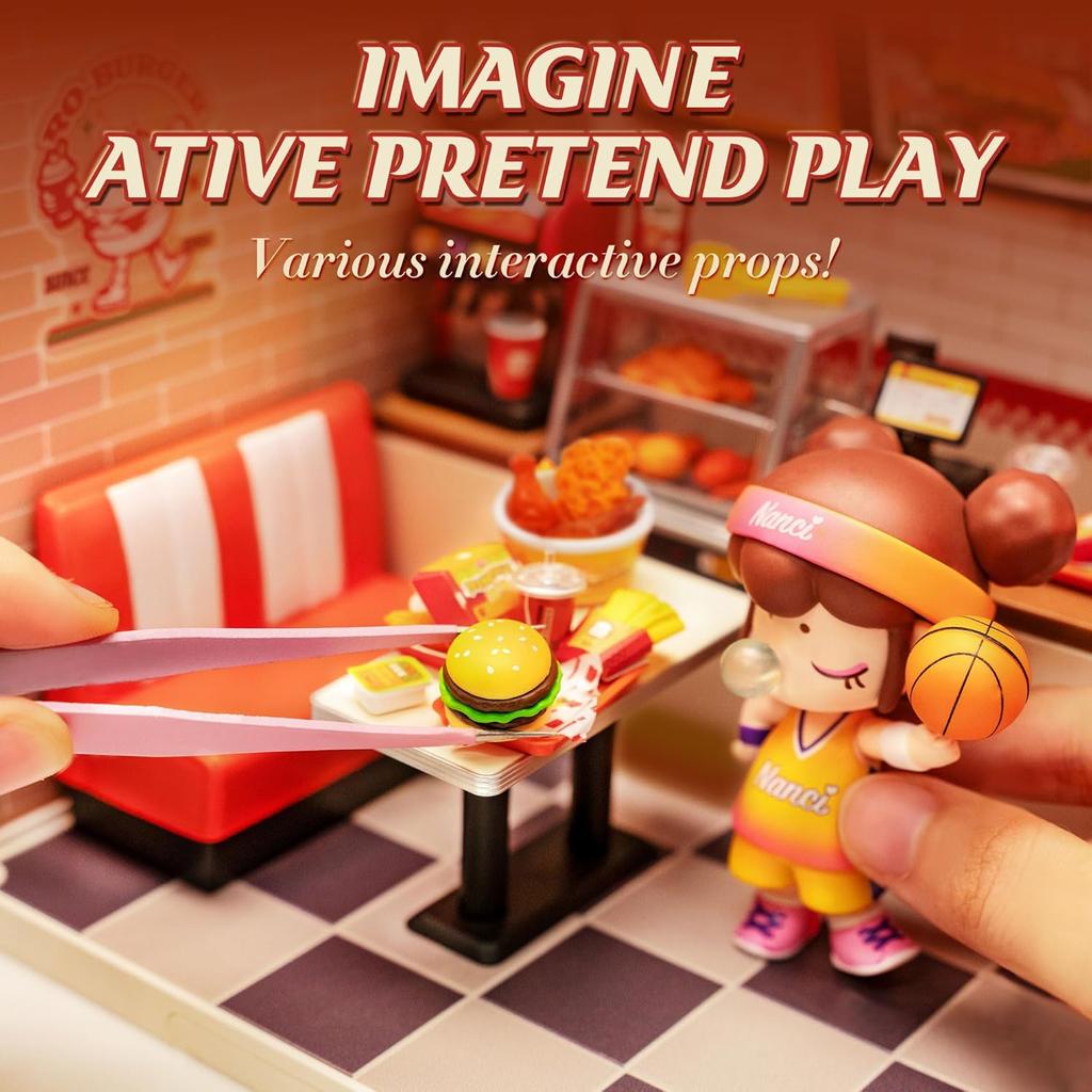 Rolife Diy 3D Puzzle Home Gift Idea Model Supply Store Kit with LED Yum Yum Burger And Leisurely Cheers Bar And Sweet Sips Tea