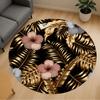 1pc Tropical Leaves Flowers Round Chair Mat Office Area Rug - Non-Slip, Floor Mat for Office, Bedroom, and Indoor Decor P127195