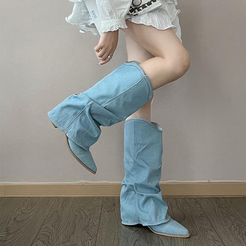 American Sweet and Cool Style Retro Thin Tall Pointed Boots Summer Women's 2025 New Small Height Increase Short Boots