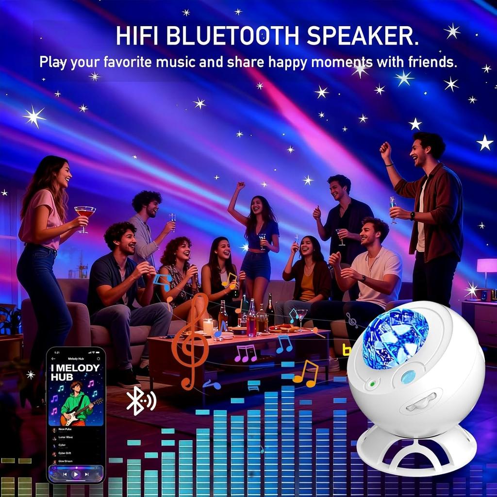 Starry Sky Projector Northern Light Moon Star Projection Lamp USB Party Bluetooth Speaker for Bedrooms Living Room