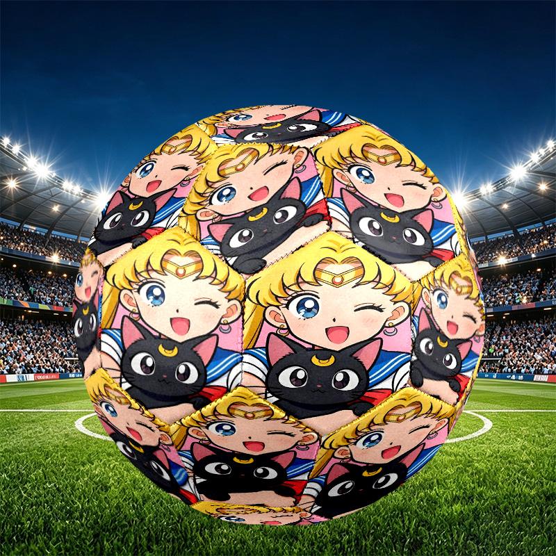 Sailor Moon Print Size 5 Soccer Ball, PU Wear Resistant Football for Match Training and Daily Practice, Birthday Gift for Soccer Fans
