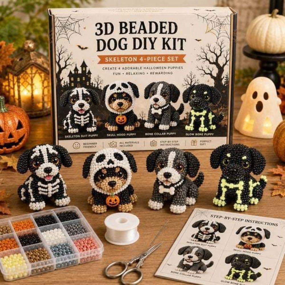 Süßes Design Halloween Perlenhund-Set Tierform Handgemachtes Perlenkunst-Set Heimdeko