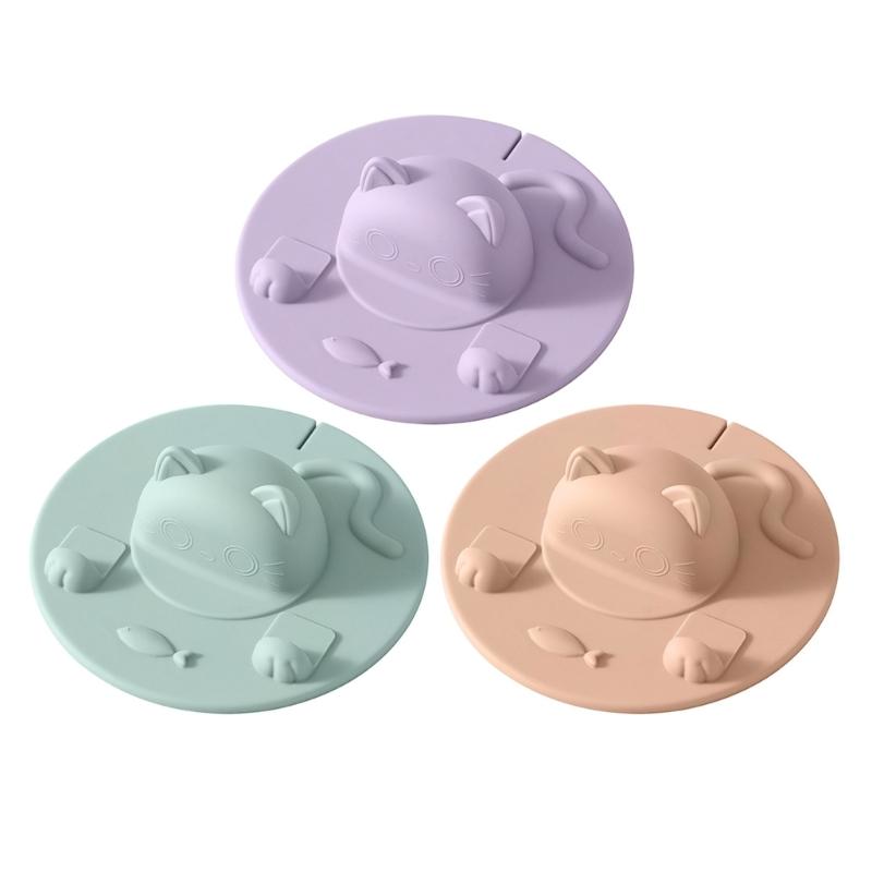 Pack Of 3/4 Cats Shape Silicone Cup Lid With Tea Bag Holders And Phone Stand Function For Hot Beverages