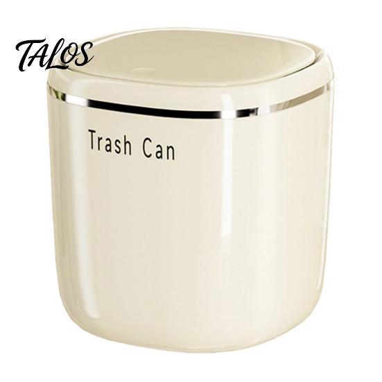 Small Garbage Can for Car Desktop Trash with Pop-up Cover, Waterproof Mini Compact Waste Countertop Storage Bin, PP Container Desk Office And Bathroom