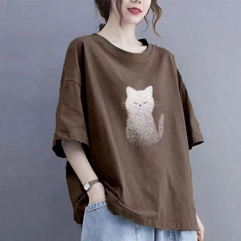 Summer Women Cotton Short-sleeved T-shirt Women Loose Tops