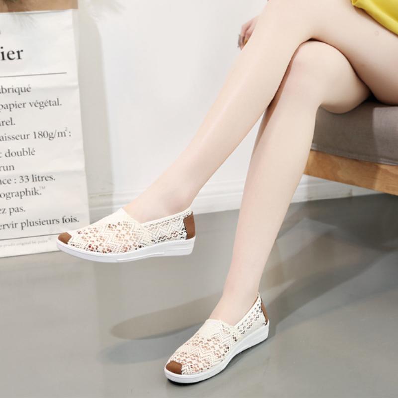 Fashionable Hollow Out Single Shoe 2024 Summer New Cloth Shoe Flat Bottom Comfortable Mesh Breathable Versatile Women's Shoes