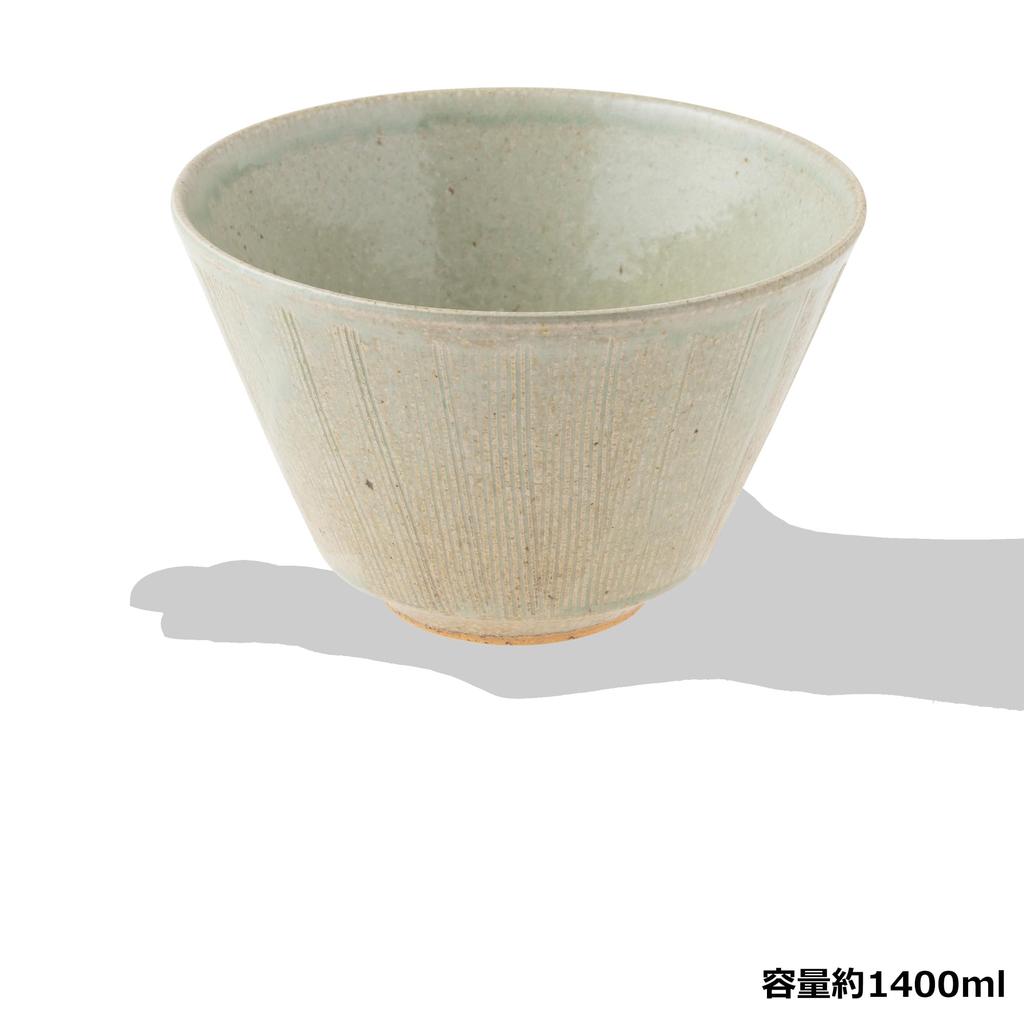 Marui Pottery Shigaraki Ware Hechimon Donburi Capacity White Glass Bowl, approx. 1400ml, Finish, MR-3-4614