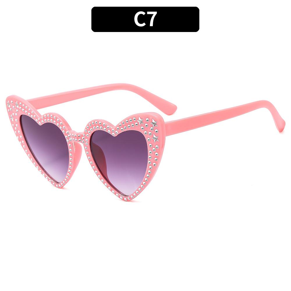 2024 Fashion Luxury Sunglasses Women Big Frame Love Bling Eyeglasses Crystal Diamond Heart Sunglasses UV400 Protection