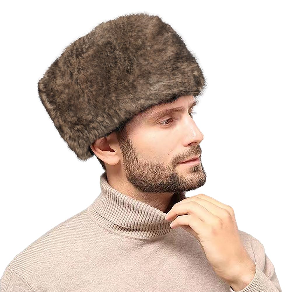 Winter Russian Winter Hat for Men and Fluffy Fur Suitable for Small Warm Respect for the Aged Brown Hat, Women, Hat, Warm, Thick, Stylish, Seniors,