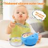 2 Pcs 304 Stainless Steel Baby Bowl with Suction and Silicone Sleeve Baby Bowls Cute Animal Design Toddler Bowl for Baby Feeding