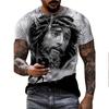 Men's Summer Breathable 3D T-shirt Jesus Christ Cross Print Crew Neck Short-Sleeve Fashion Trendy Faith-Based Daily Top