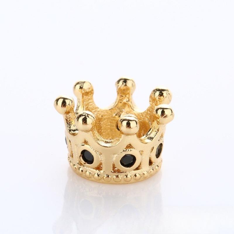 10 Pcs/lot Micro Inlaid Crown Spacer Charms Zircon Accessories Bracelet Hand Chain Necklace DIY Beads for Jewelry Making