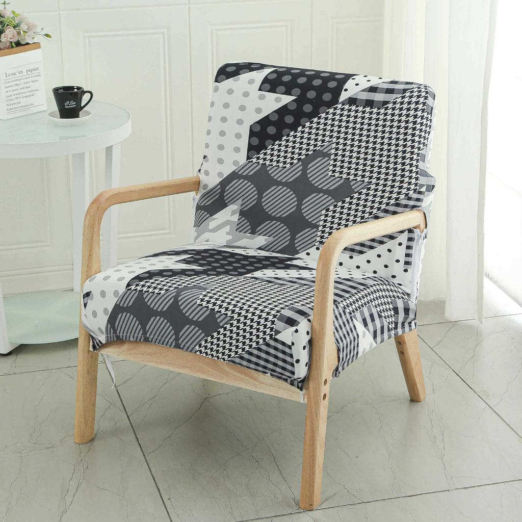 Single Simple Small Apartment Elastic Sofa Cover All-Inclusive Internet Cafe Cafe Square Sofa Cover Wood Chair Cover