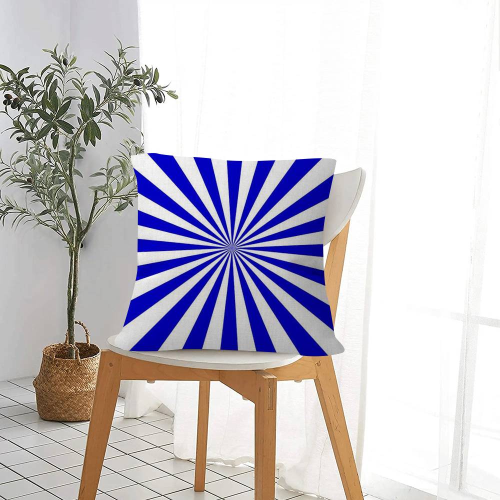 Beauty Blue Geometric Cushion Cover Inches Farmhouse Decor Home Throw Pillow Covers For Couch Decorations